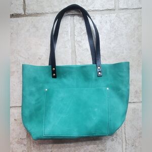 Portland Leather Green Tote Bag